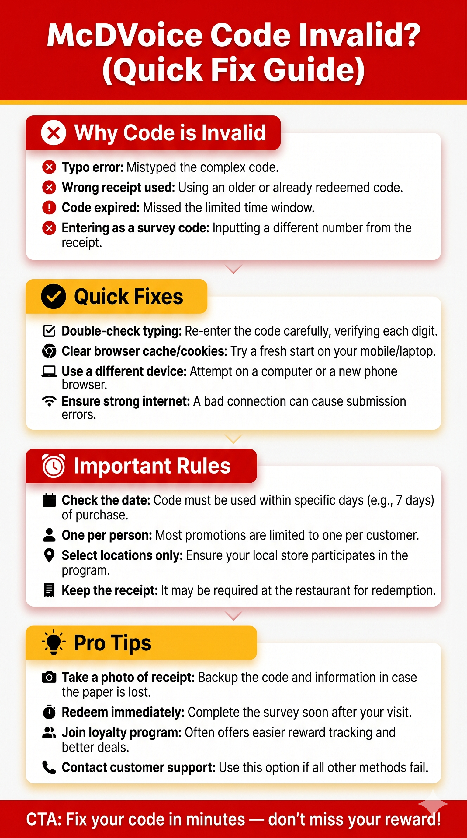 McDVoice Code Invalid Even When Correct