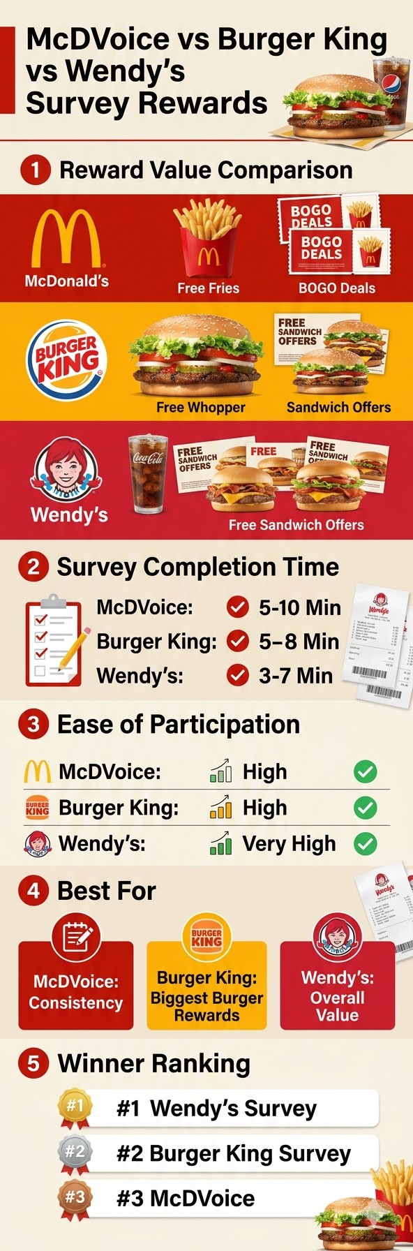 Fast Food Surveys Compared McDVoice vs Burger King vs Wendys